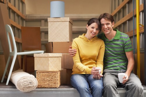 Packed boxes and household items prepared for transport in Removalservices